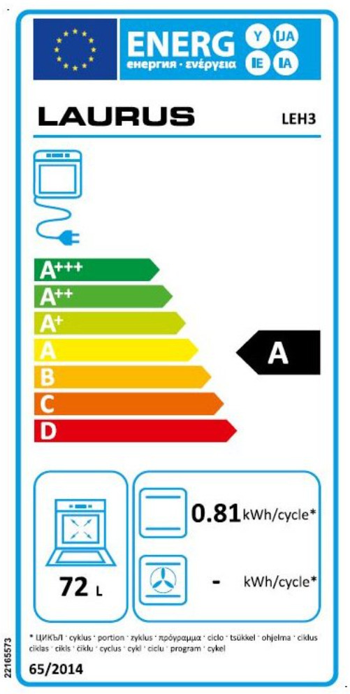 Energielabel Einbauherd LEH3
